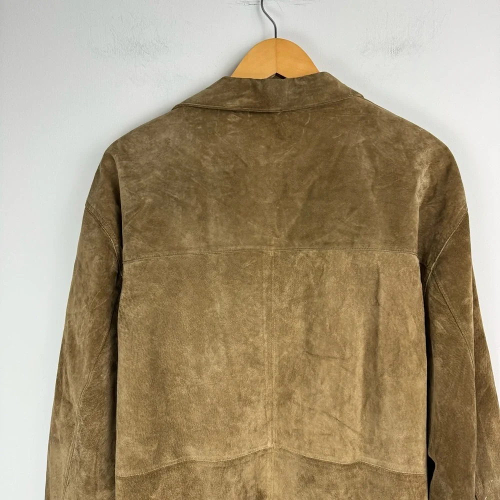 Mark Shale Mens Suede Leather Jacket Coat Sz Large Tan Button Down
